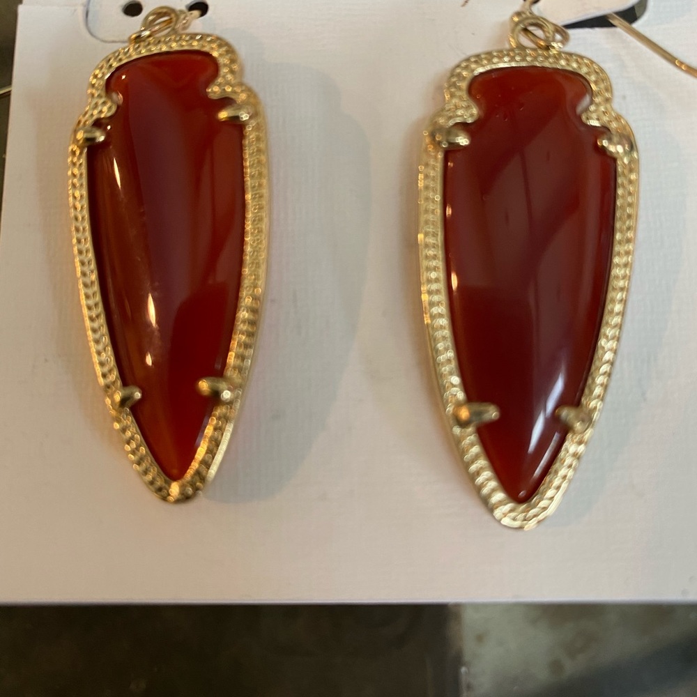 EUC HTF Kendra Scott Carnelian Gold Sky Earrings